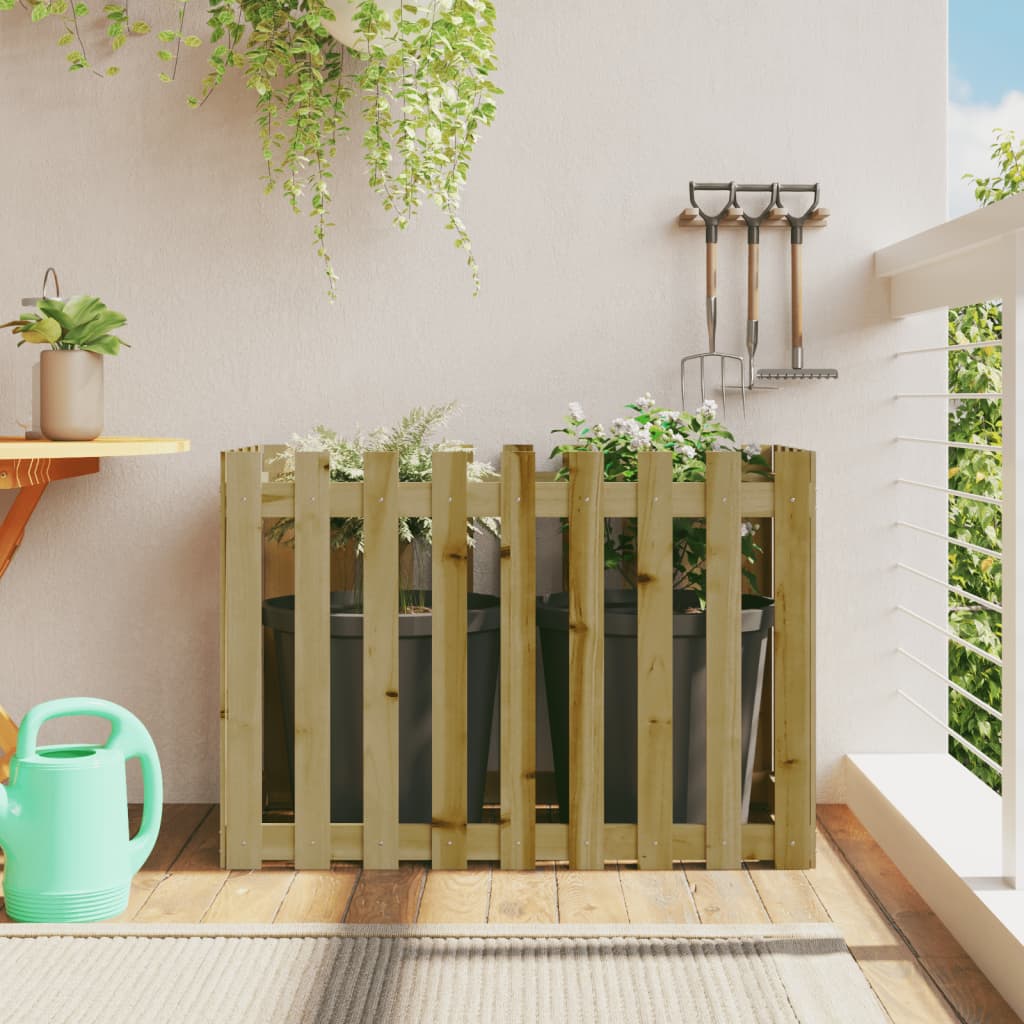 Odlingslåda Med Staket-Design Impregnerad Furu