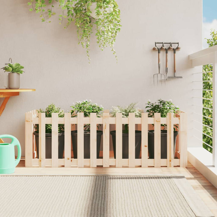 Odlingslåda Med Staket-Design Impregnerad Furu