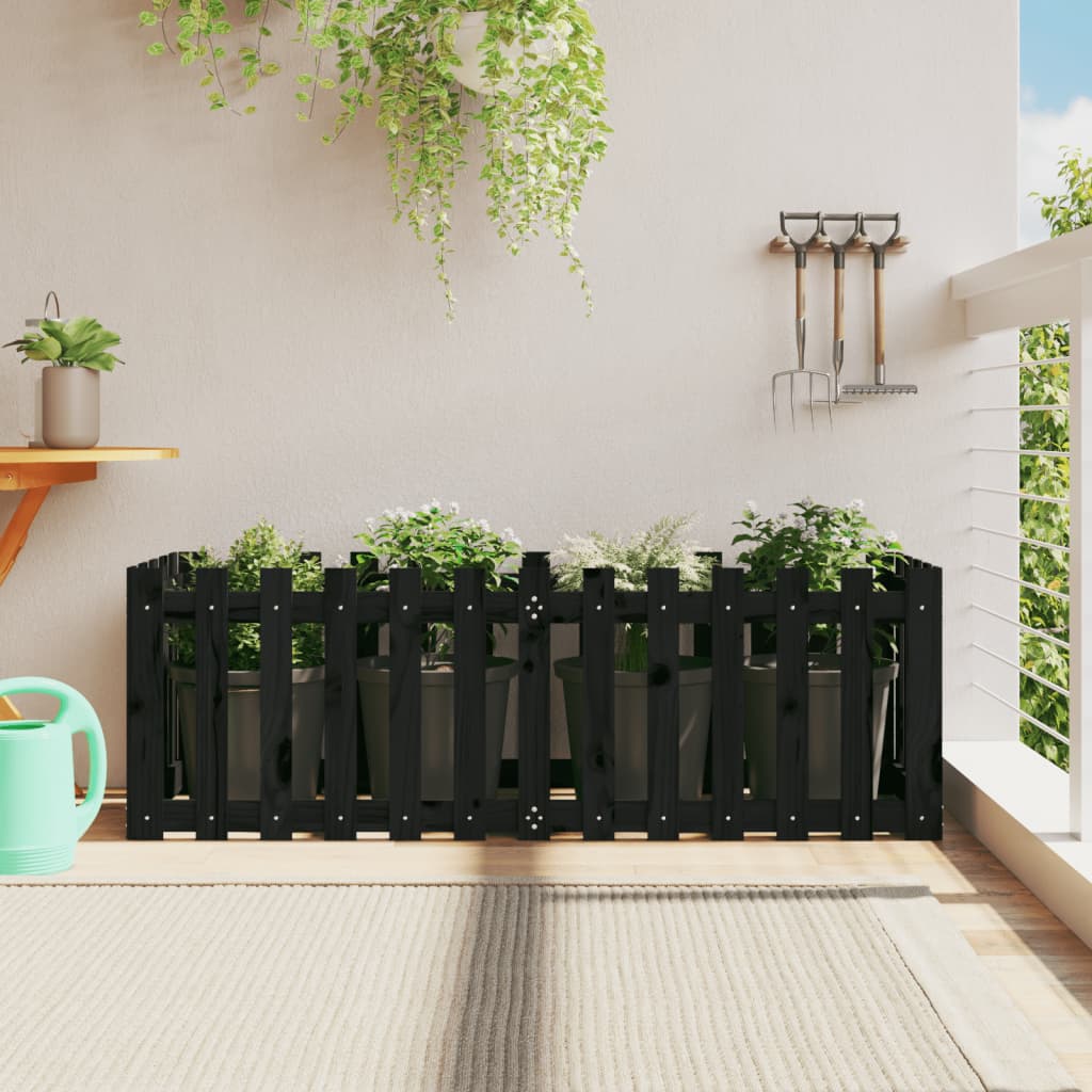 Odlingslåda Med Staket-Design Impregnerad Furu