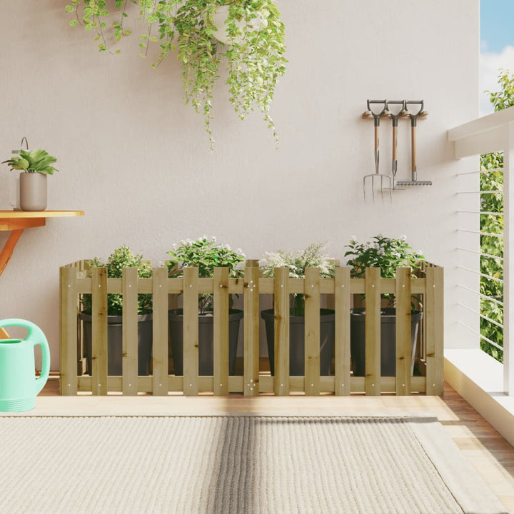 Odlingslåda Med Staket-Design Impregnerad Furu