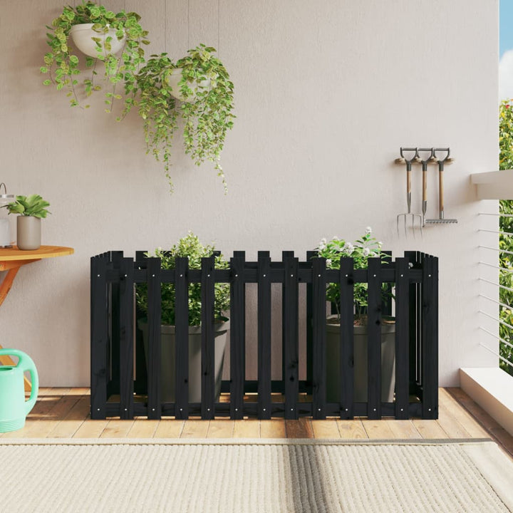 Odlingslåda Med Staket-Design Impregnerad Furu