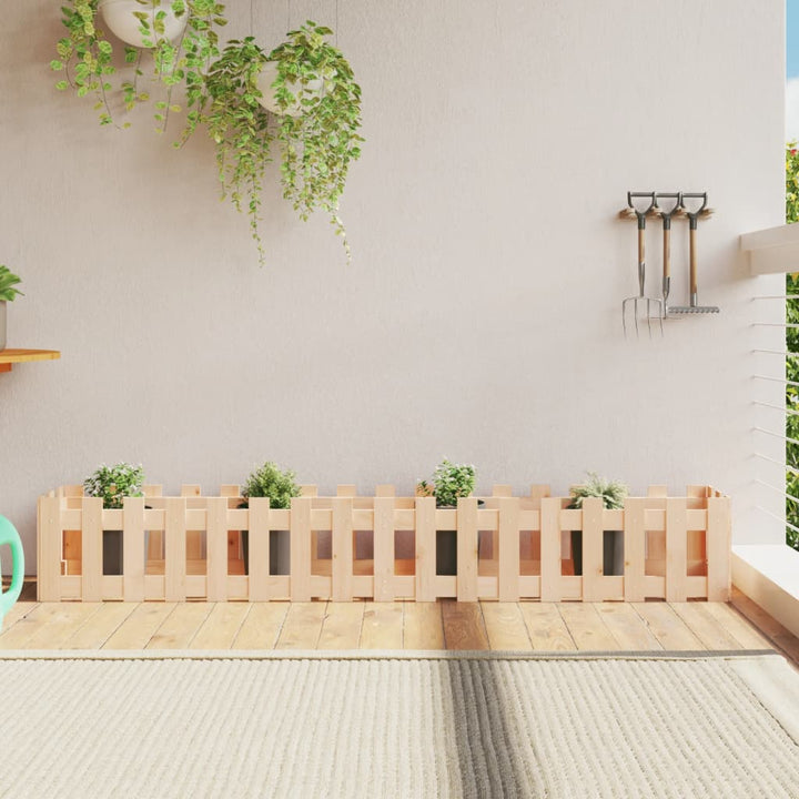 Odlingslåda Med Staket-Design Impregnerad Furu