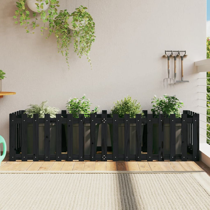 Odlingslåda Med Staket-Design Impregnerad Furu