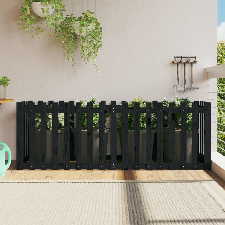 Odlingslåda Med Staket-Design Impregnerad Furu