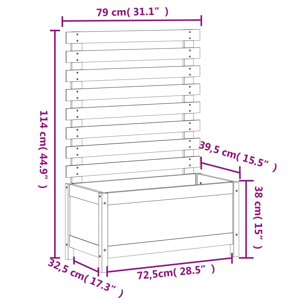 Odlingslåda Med Spaljé 79X39,5X114 Cm Massivt Douglasträ