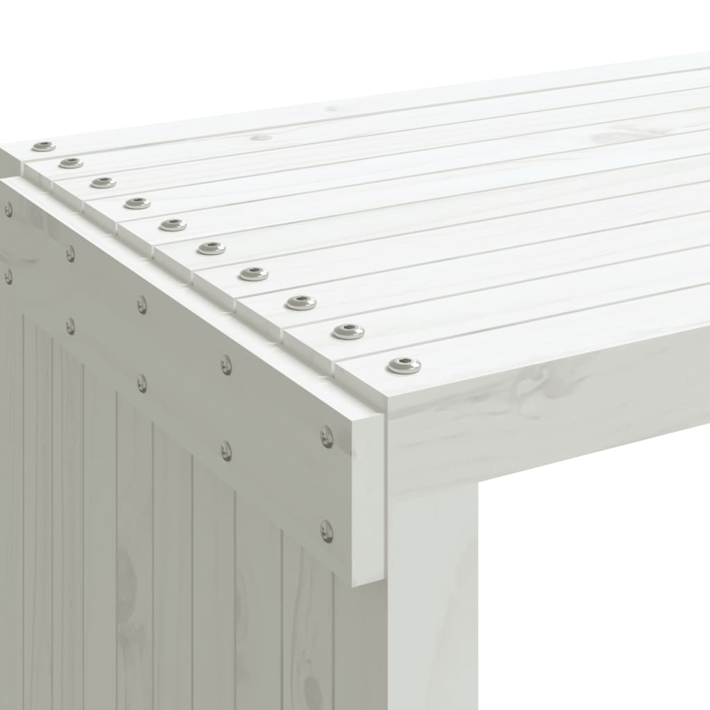 Trädgårdsbänk Justerbar Vit 212,5X40,5X45Cm Massiv Furu