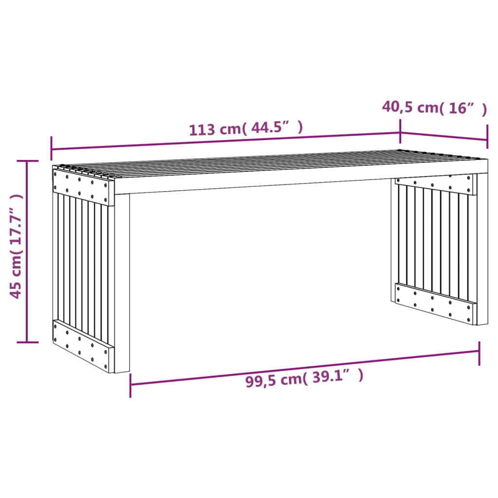 Trädgårdsbänk Justerbar Vit 212,5X40,5X45Cm Massiv Furu