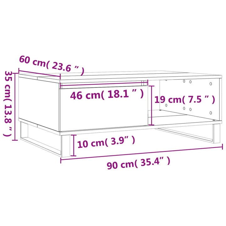 Soffbord 90X60X35 Cm Konstruerat Trä