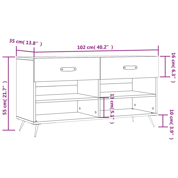 Skobänk Sonoma-Ek 102X35X55 Cm Konstruerat Trä