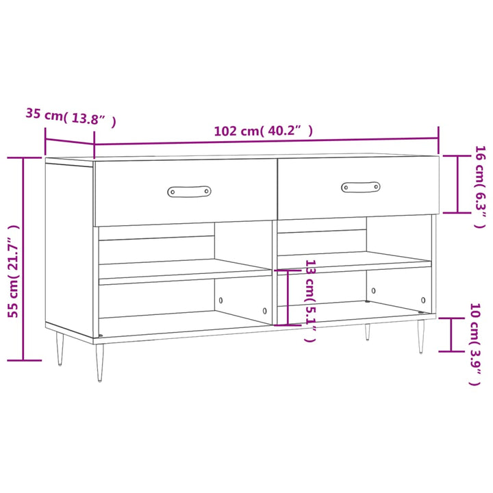 Skobänk 102X35X55 Cm Konstruerat Trä