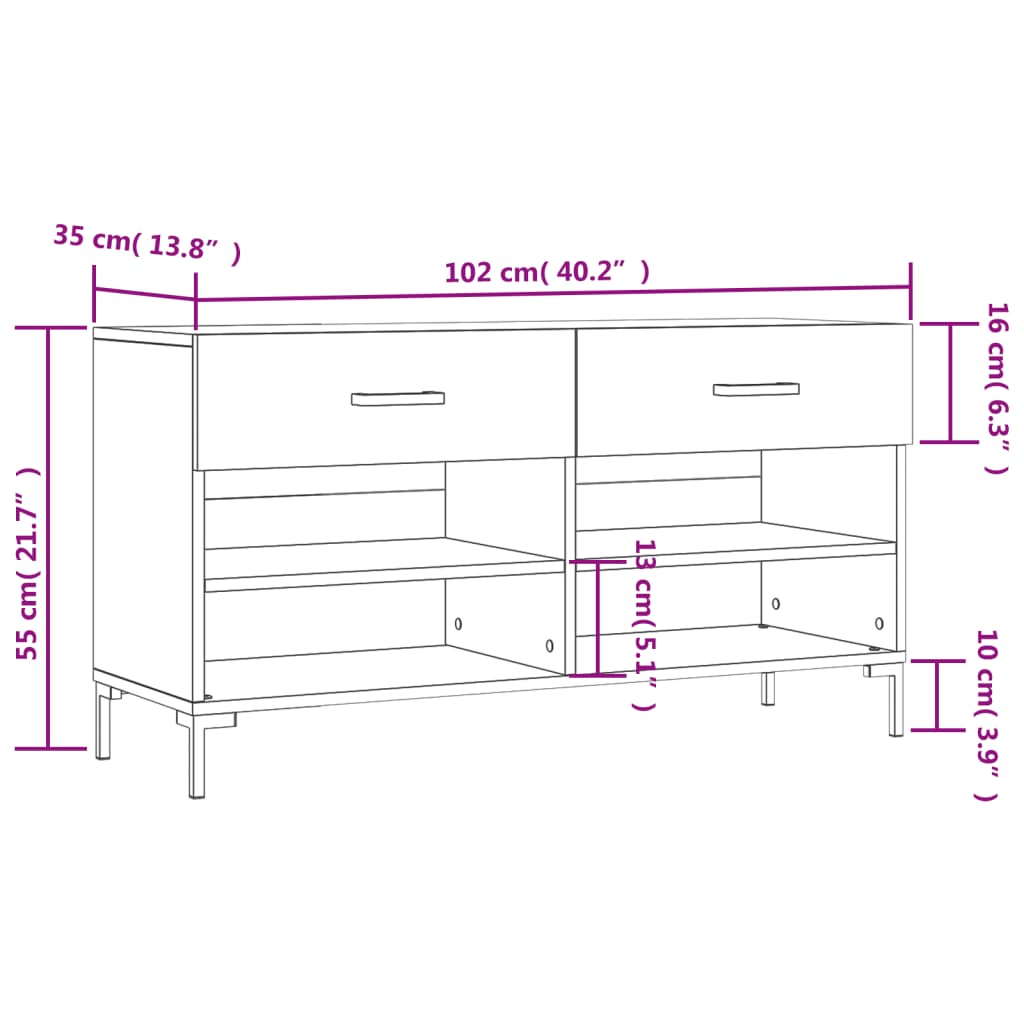 Skobänk 102X35X55 Cm Konstruerat Trä