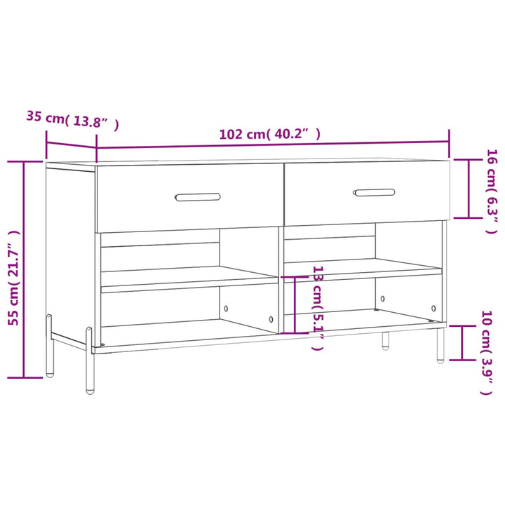 Skobänk 102X35X55 Cm Konstruerat Trä