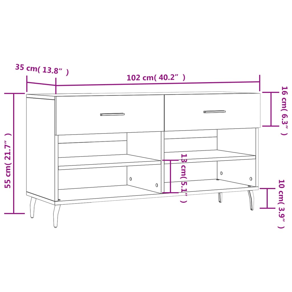 Skobänk 102X35X55 Cm Konstruerat Trä