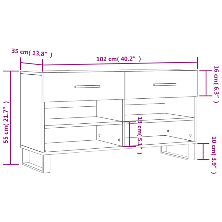 Skobänk 102X35X55 Cm Konstruerat Trä