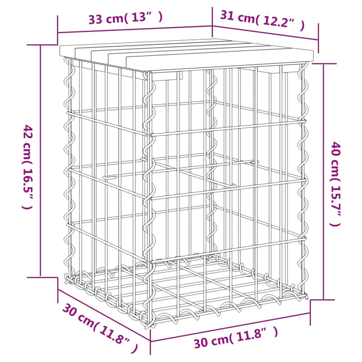 Trädgårdsbänk Gabion-Design Massiv Furu