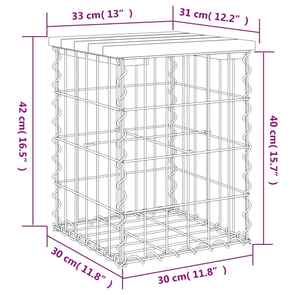 Trädgårdsbänk Gabion-Design Massiv Furu