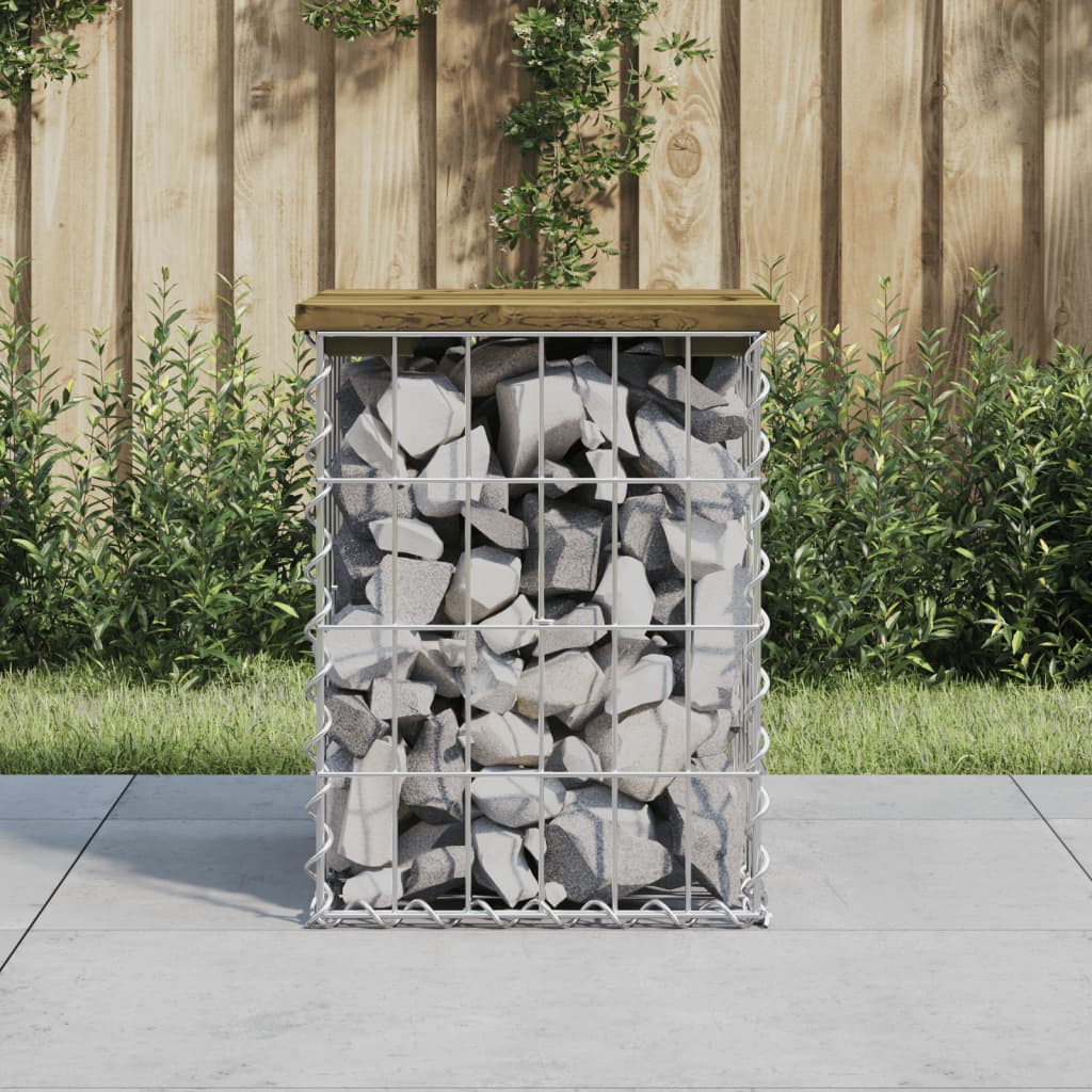 Trädgårdsbänk Gabion-Design Massiv Furu