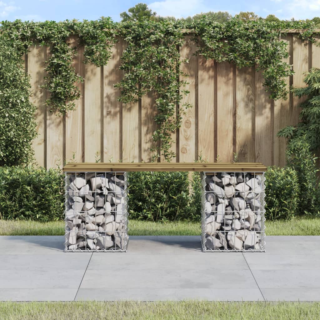 Trädgårdsbänk Gabion-Design Massiv Furu