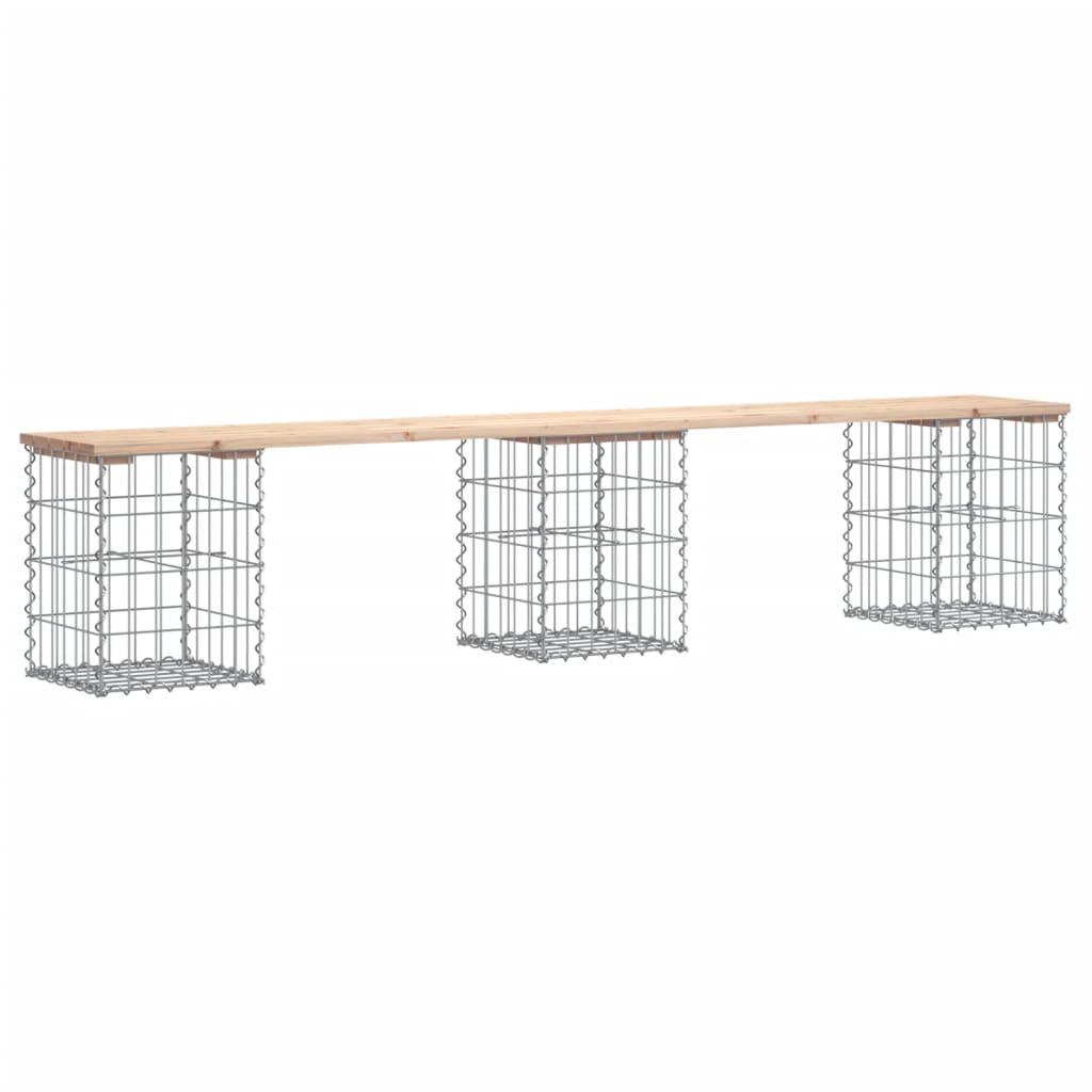 Trädgårdsbänk Gabion-Design Massiv Furu