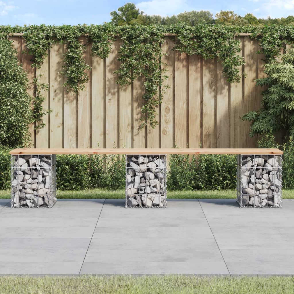 Trädgårdsbänk Gabion-Design Massiv Furu