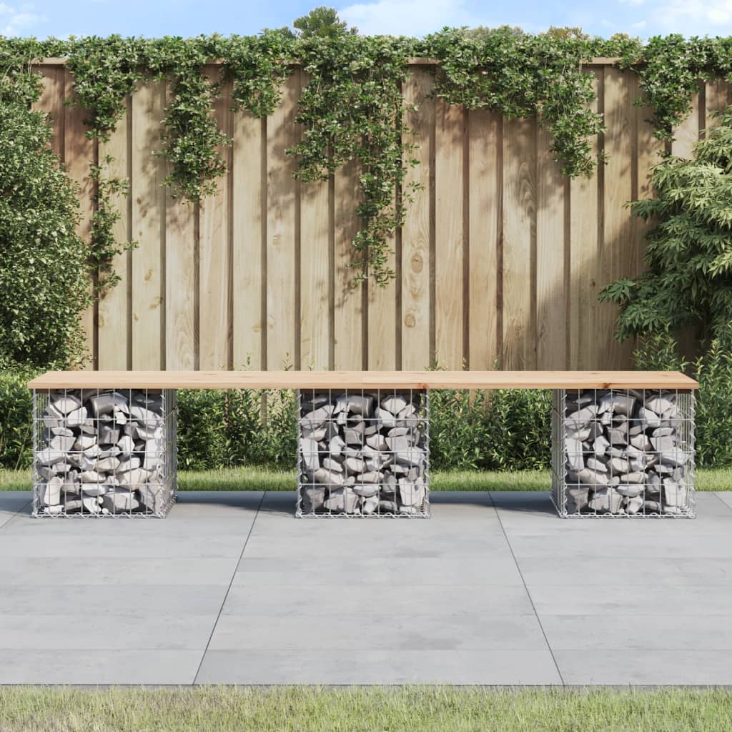 Trädgårdsbänk Gabion-Design Massiv Furu