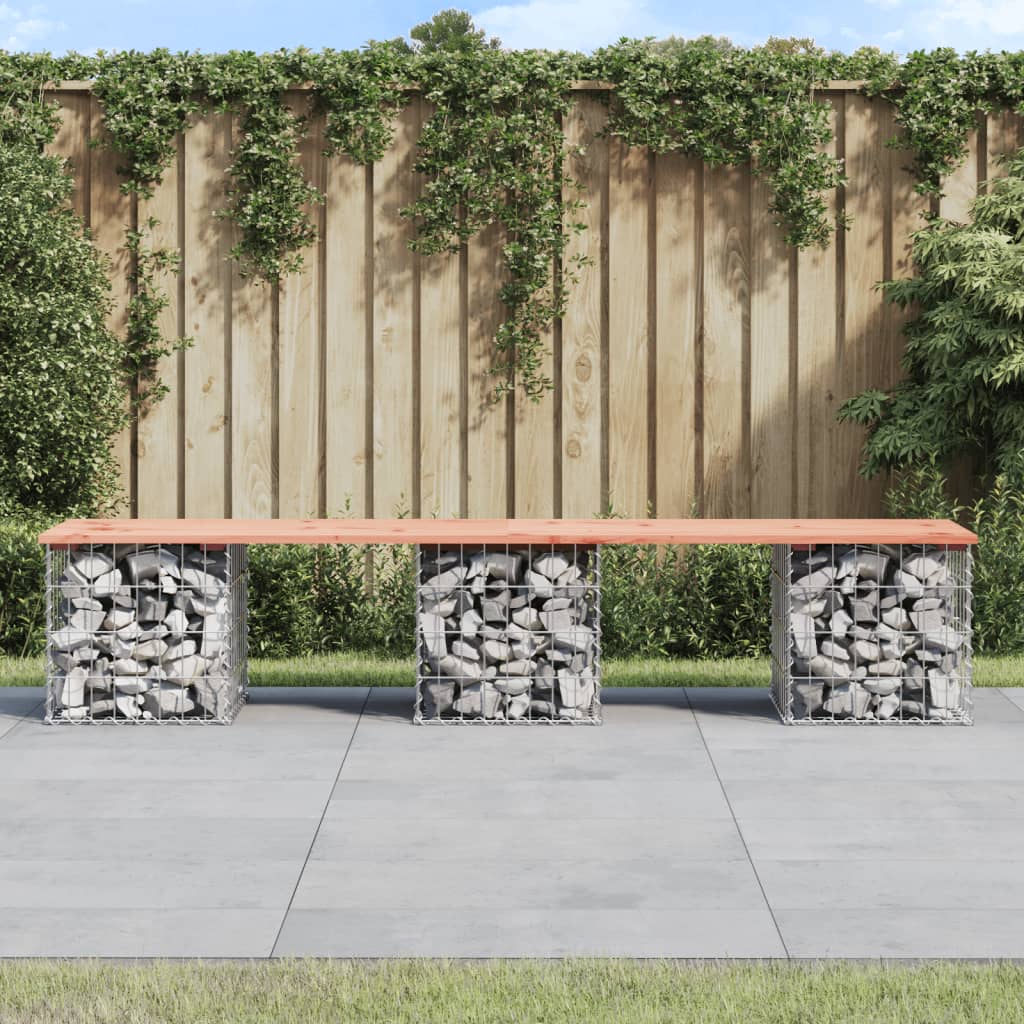 Trädgårdsbänk Gabion-Design Massiv Furu