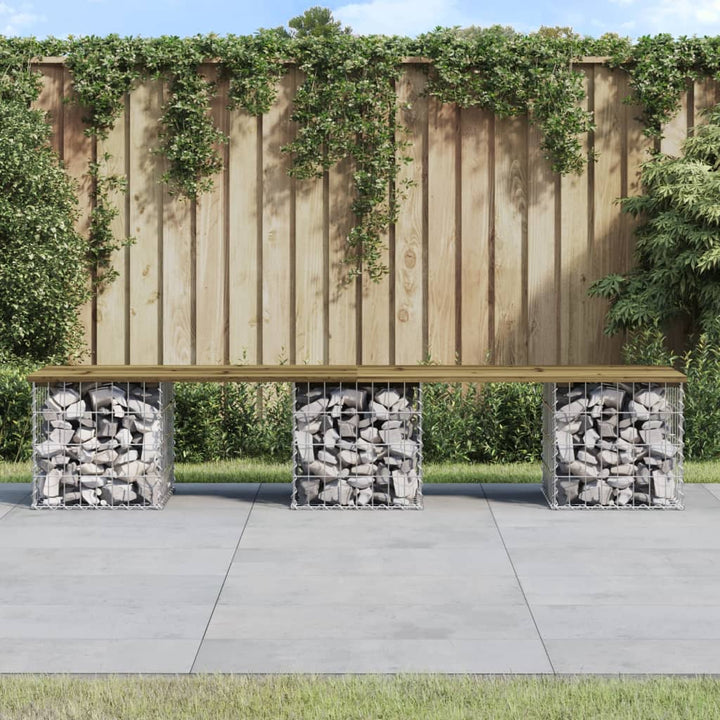 Trädgårdsbänk Gabion-Design Massiv Furu