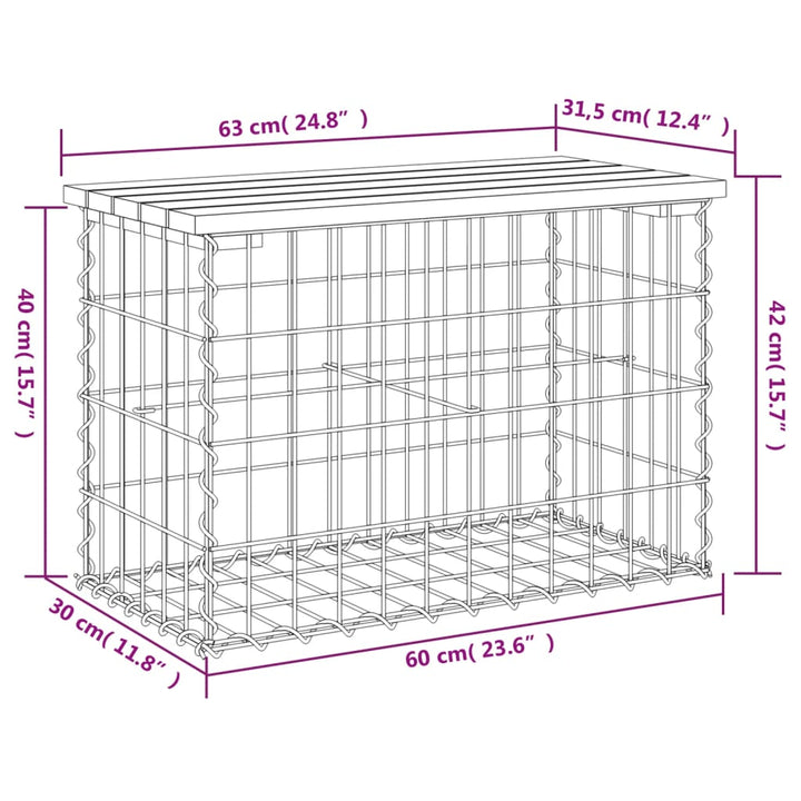 Trädgårdsbänk Gabion-Design 63X31,5X42 Cm Massiv Furu