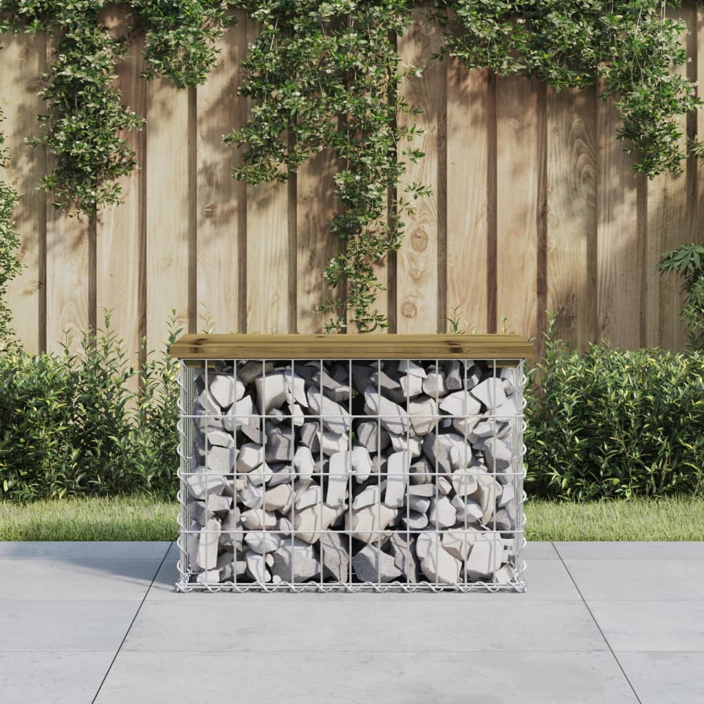 Trädgårdsbänk Gabion-Design Massiv Furu
