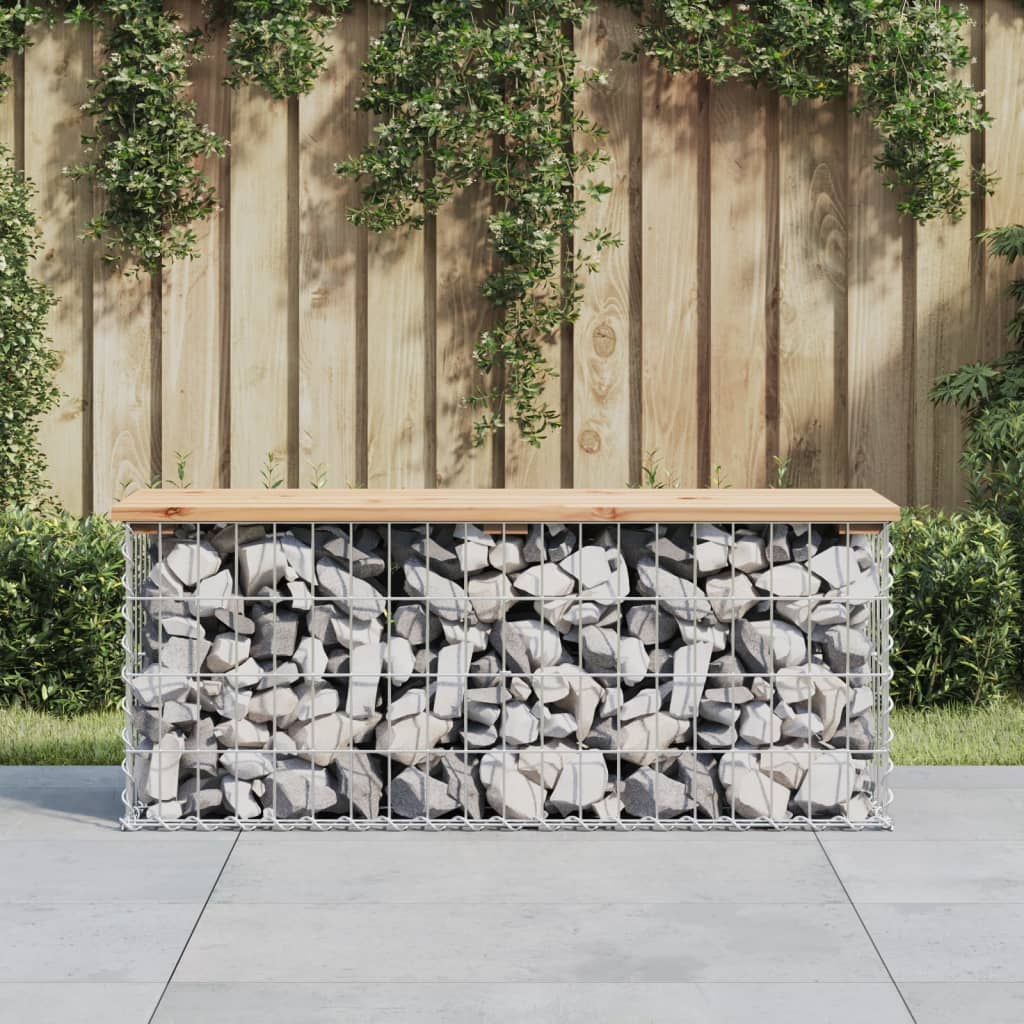 Trädgårdsbänk Gabion-Design Massiv Furu