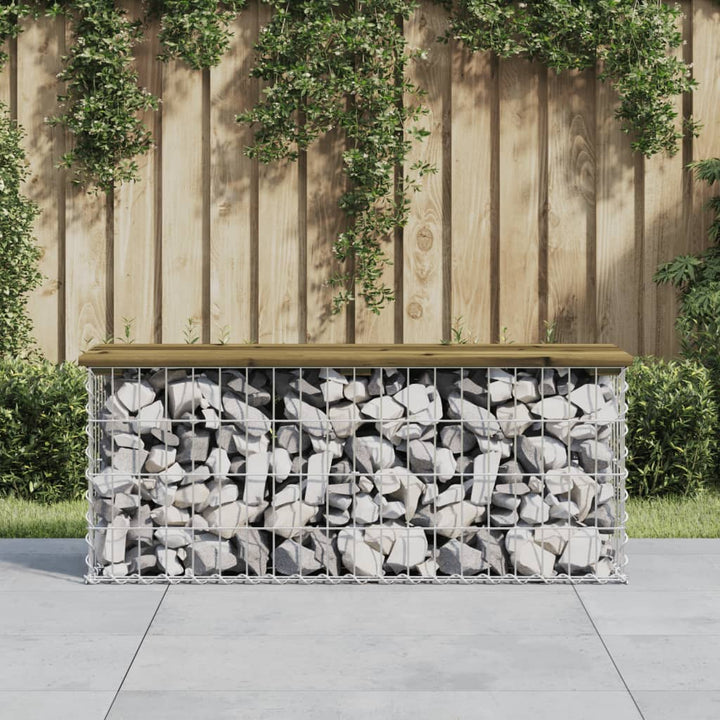Trädgårdsbänk Gabion-Design Massiv Furu