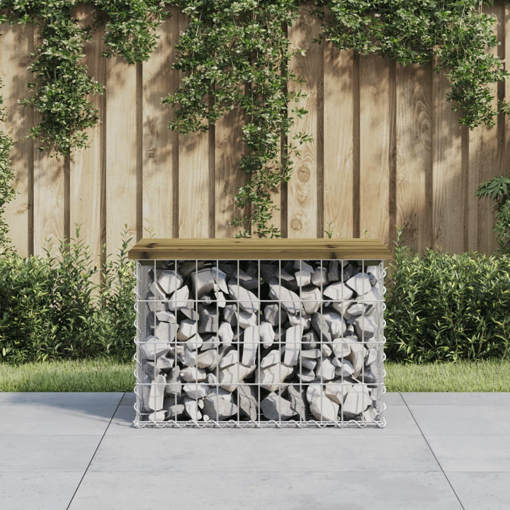Trädgårdsbänk Gabion-Design Massiv Furu