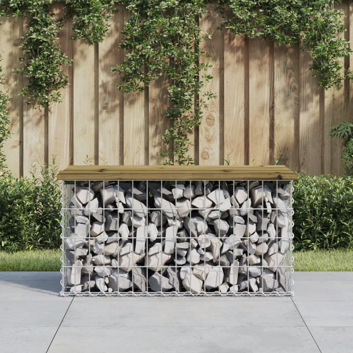 Trädgårdsbänk Gabion-Design Massiv Furu