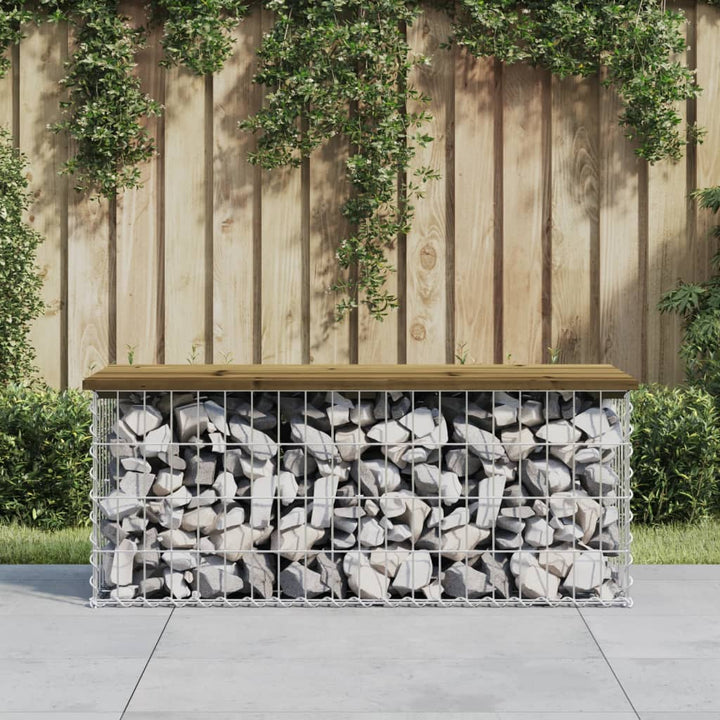 Trädgårdsbänk Gabion-Design Massiv Furu