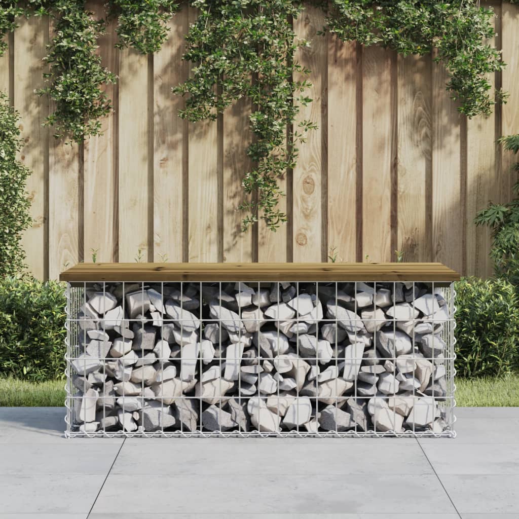 Trädgårdsbänk Gabion-Design Massiv Furu