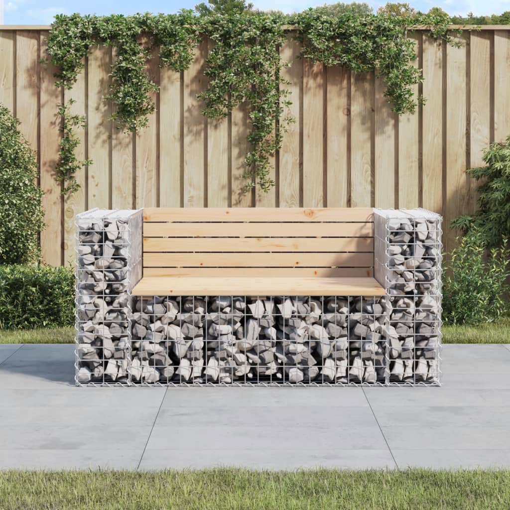 Trädgårdsbänk Gabion-Design 92X71X65,5 Cm Massiv Furu