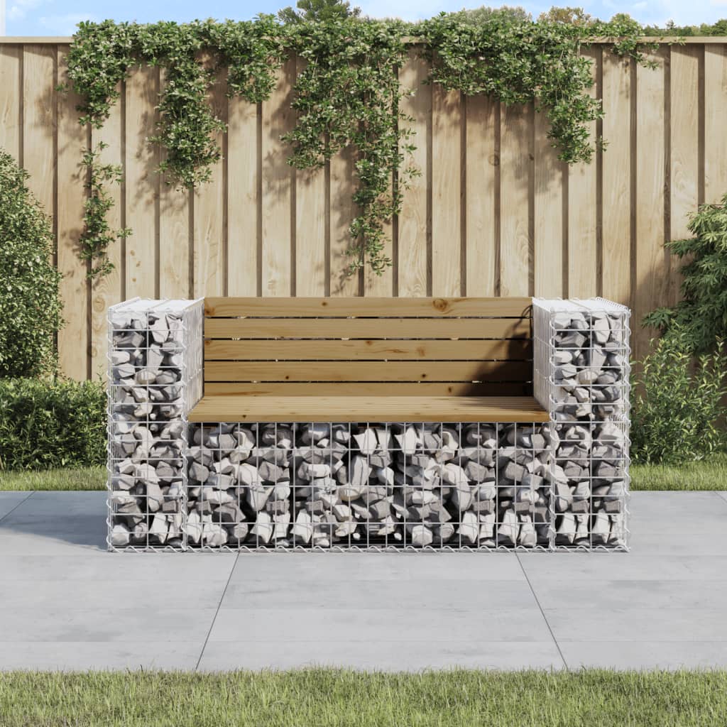 Trädgårdsbänk Gabion-Design 92X71X65,5 Cm Massiv Furu