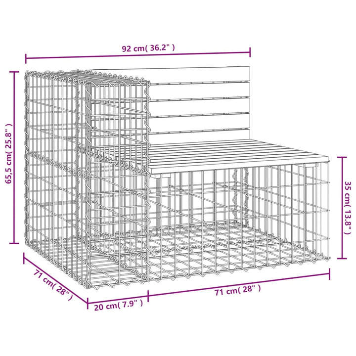Trädgårdsbänk Gabion-Design 92X71X65,5 Cm Massiv Furu