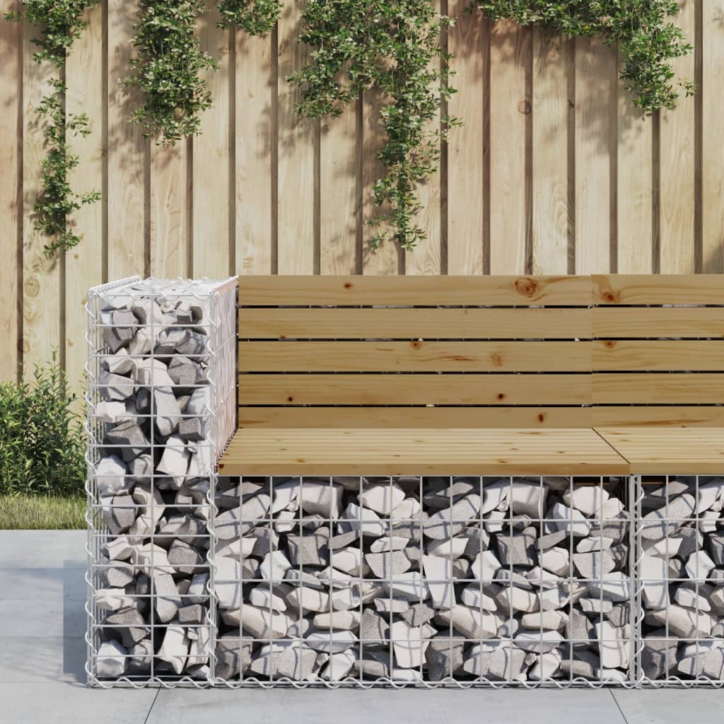 Trädgårdsbänk Gabion-Design 92X71X65,5 Cm Massiv Furu