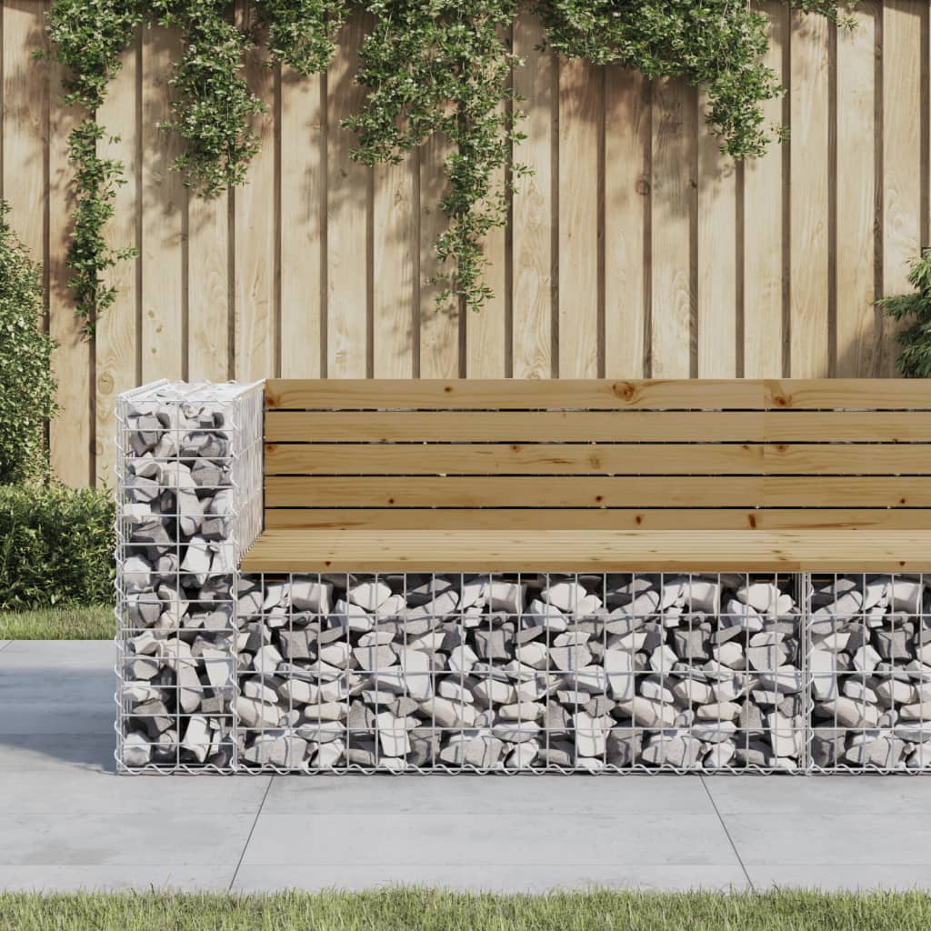 Trädgårdsbänk Gabion-Design 92X71X65,5 Cm Massiv Furu