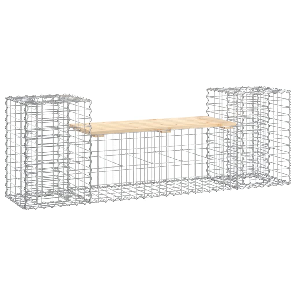 Trädgårdsbänk Gabiondesign 183X41X60,5 Cm Massiv Furu
