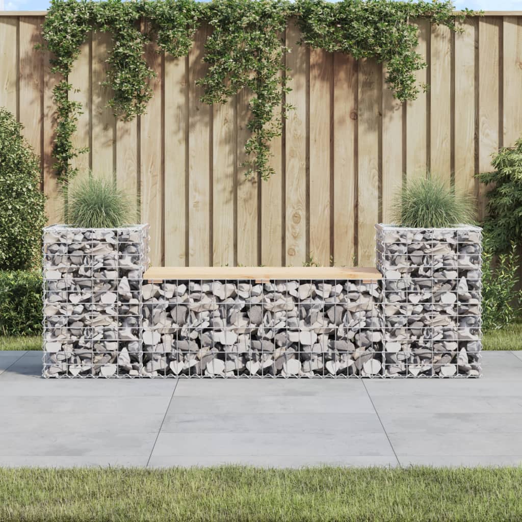 Trädgårdsbänk Gabiondesign 183X41X60,5 Cm Massiv Furu