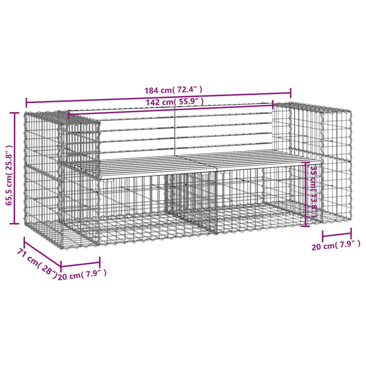 Trädgårdsbänk Gabiondesign 184X71X65,5 Cm Impregnerad Furu