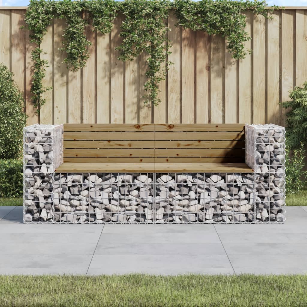 Trädgårdsbänk Gabiondesign 184X71X65,5 Cm Impregnerad Furu