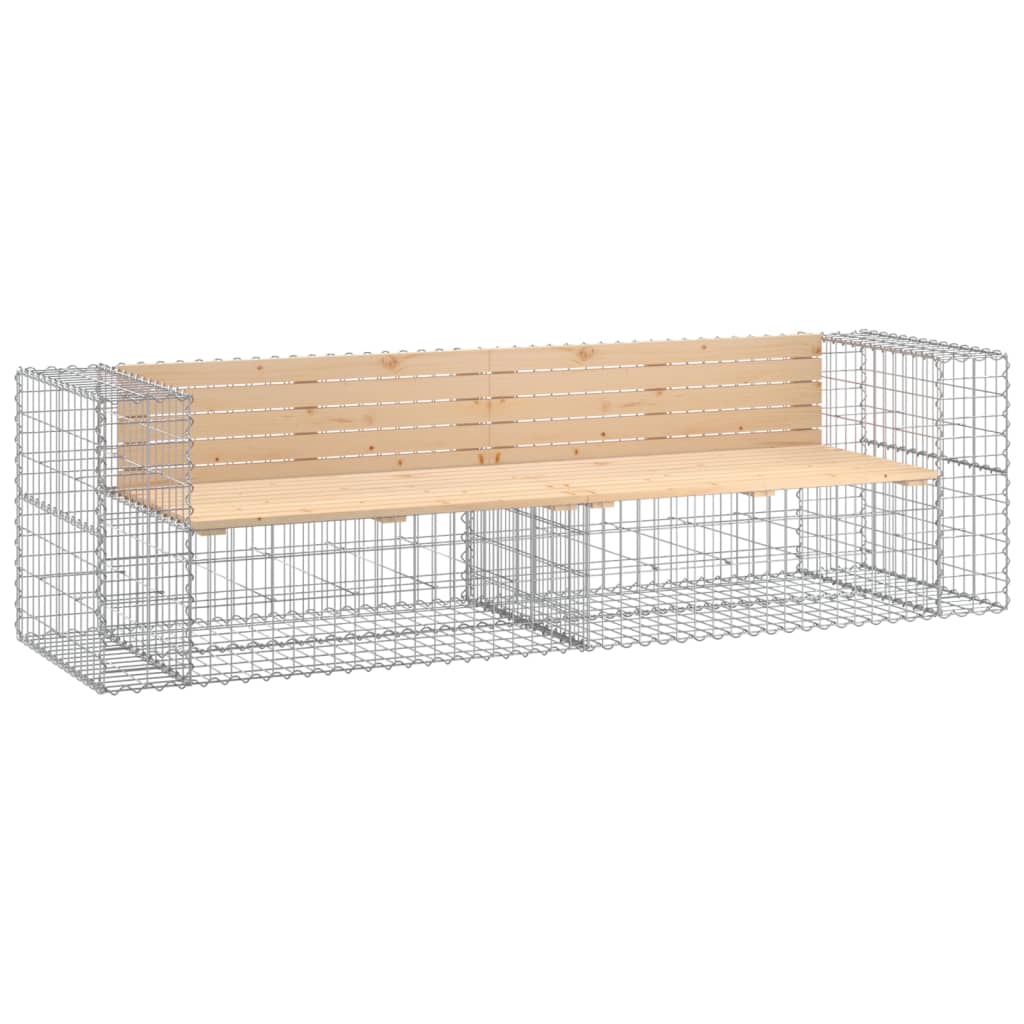 Trädgårdsbänk Gabiondesign 244X71X65,5 Cm Massiv Furu