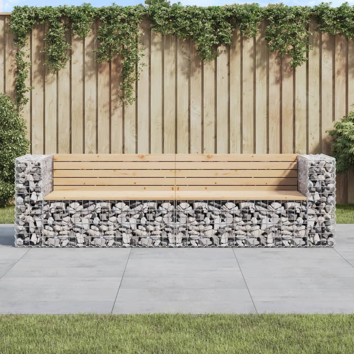 Trädgårdsbänk Gabiondesign 244X71X65,5 Cm Massiv Furu