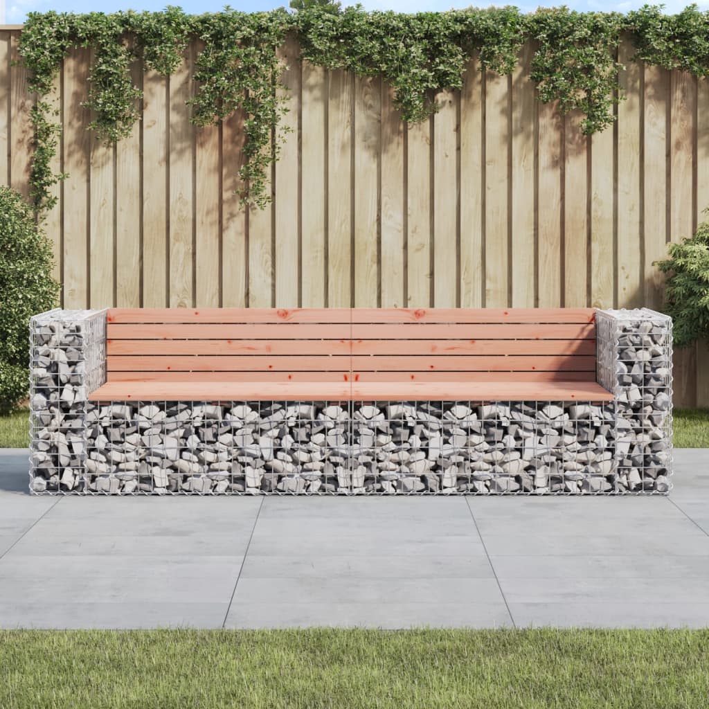 Trädgårdsbänk Gabiondesign 244X71X65,5 Cm Massiv Furu