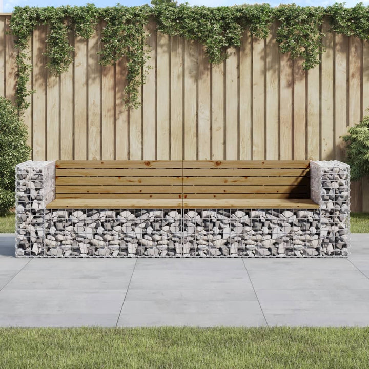 Trädgårdsbänk Gabiondesign 244X71X65,5 Cm Massiv Furu