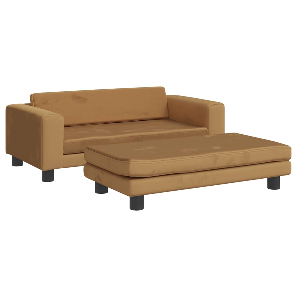 Barnsoffa Med Fotpall 100X50X30 Cm Sammet