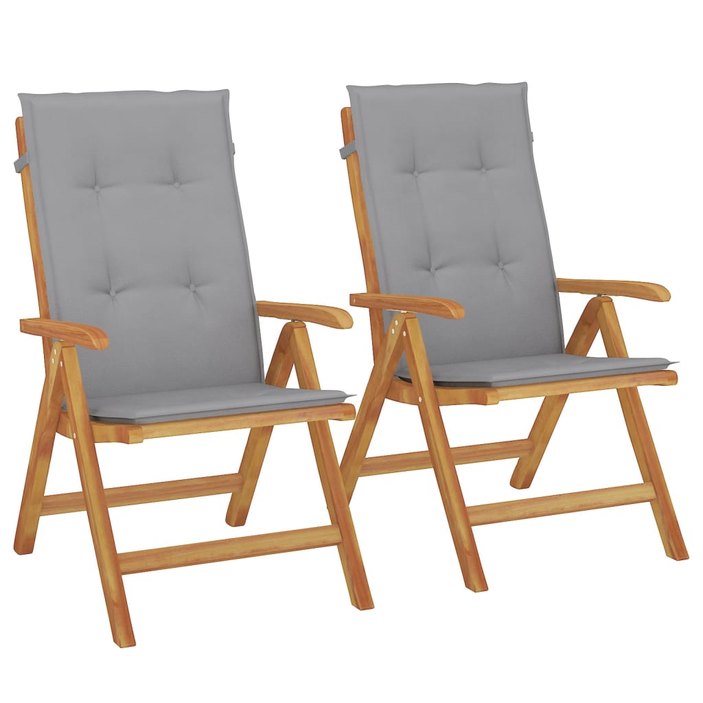 Fällbara Fåtöljer Med Dynor, 2 St, Massivt Trä, Teak